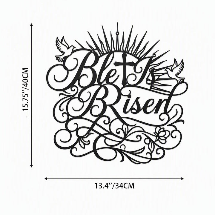 Christianartworkshop He Is Risen Script Metal Wall Sign: Emblem of Timeless Resurrection Hope - 15.75''*13.35''*0.04''/40cm*33.9cm*0.1cm - image 6
