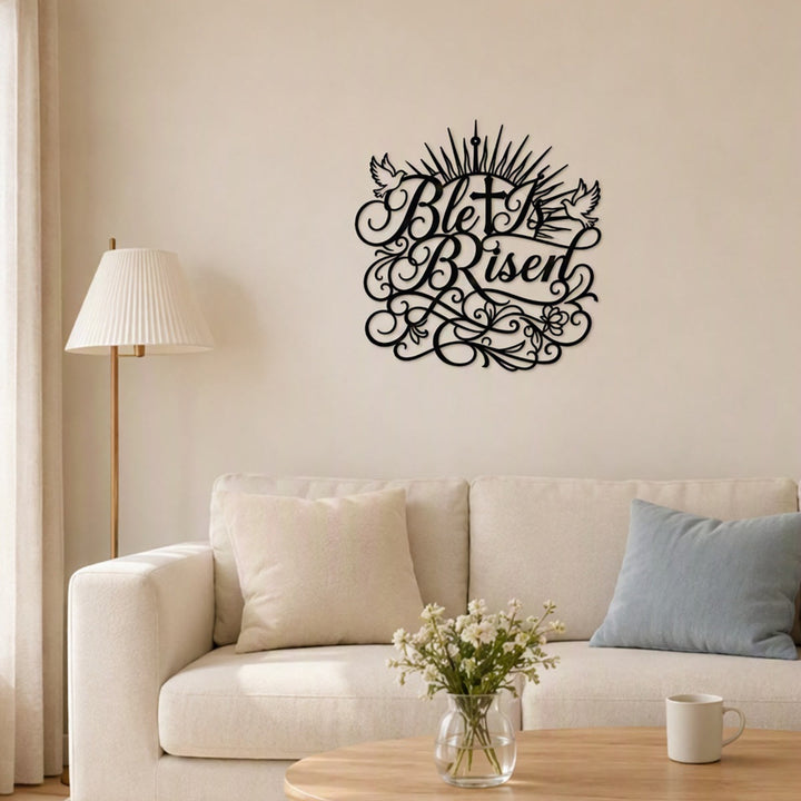 Christianartworkshop He Is Risen Script Metal Wall Sign: Emblem of Timeless Resurrection Hope - image 4