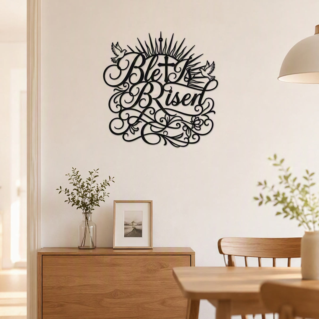 Christianartworkshop He Is Risen Script Metal Wall Sign: Emblem of Timeless Resurrection Hope - image 3