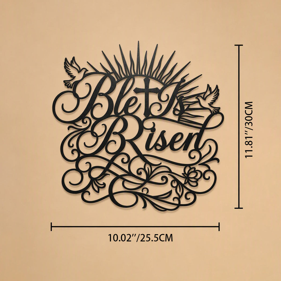 Christianartworkshop He Is Risen Script Metal Wall Sign: Emblem of Timeless Resurrection Hope - image 8