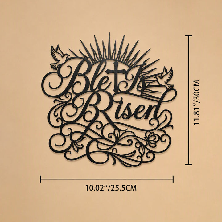 Christianartworkshop He Is Risen Script Metal Wall Sign: Emblem of Timeless Resurrection Hope - image 8