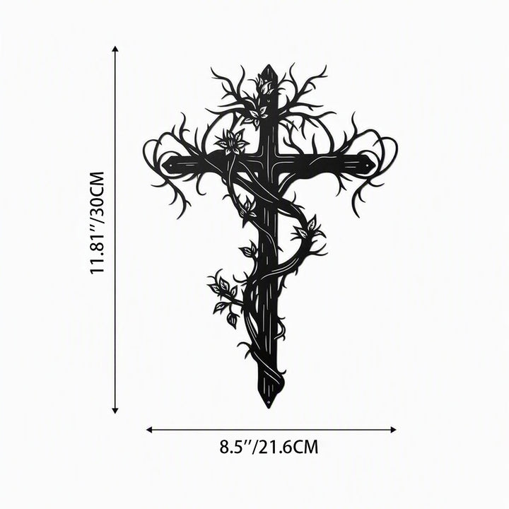 Christianartworkshop Vine Wrapped Tree Cross Metal Wall Sign: Emblem of Life and Redemption - 11.81''*8.5''*0.04''/30cm*21.6cm*0.1cm - image 9