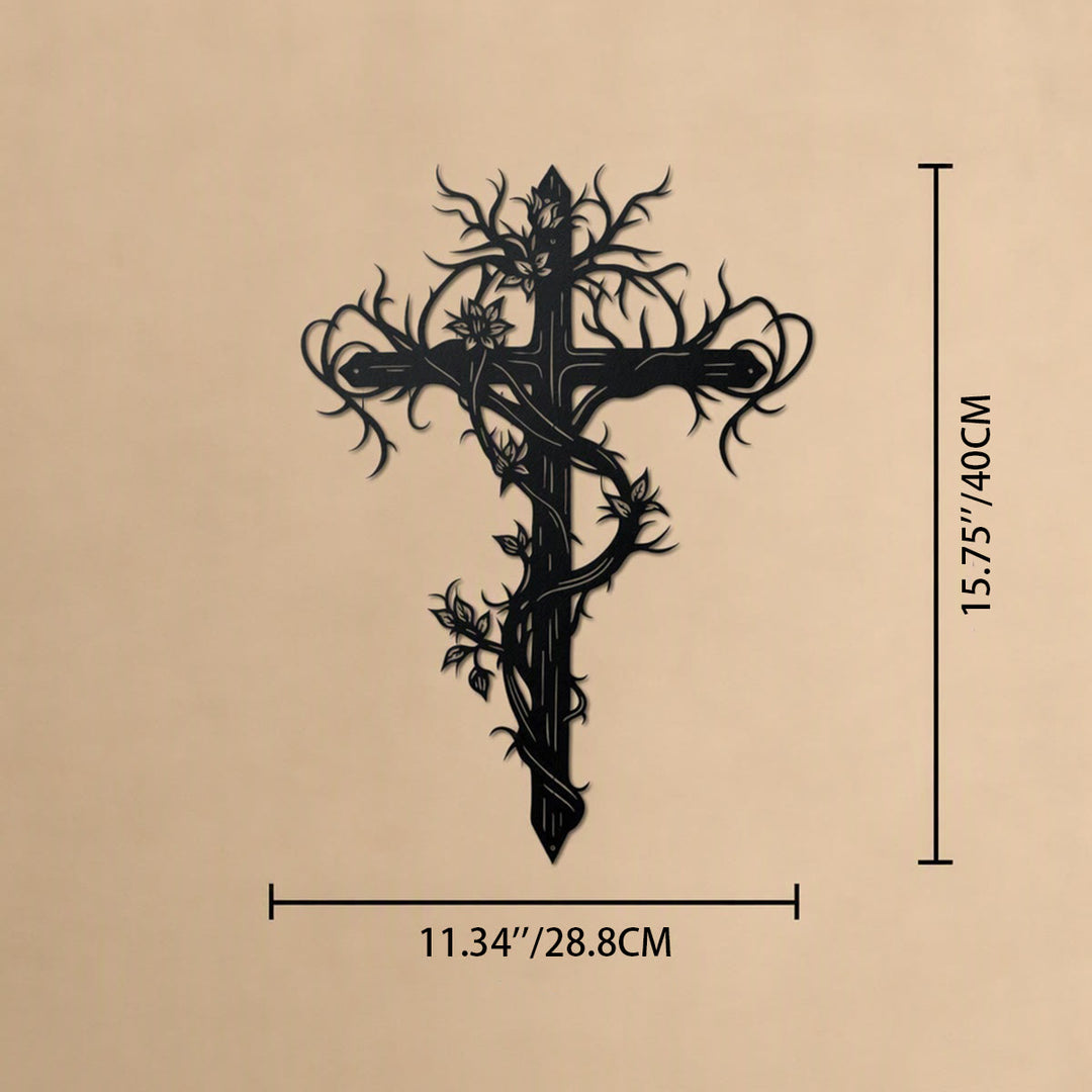 Christianartworkshop Vine Wrapped Tree Cross Metal Wall Sign: Emblem of Life and Redemption - image 13