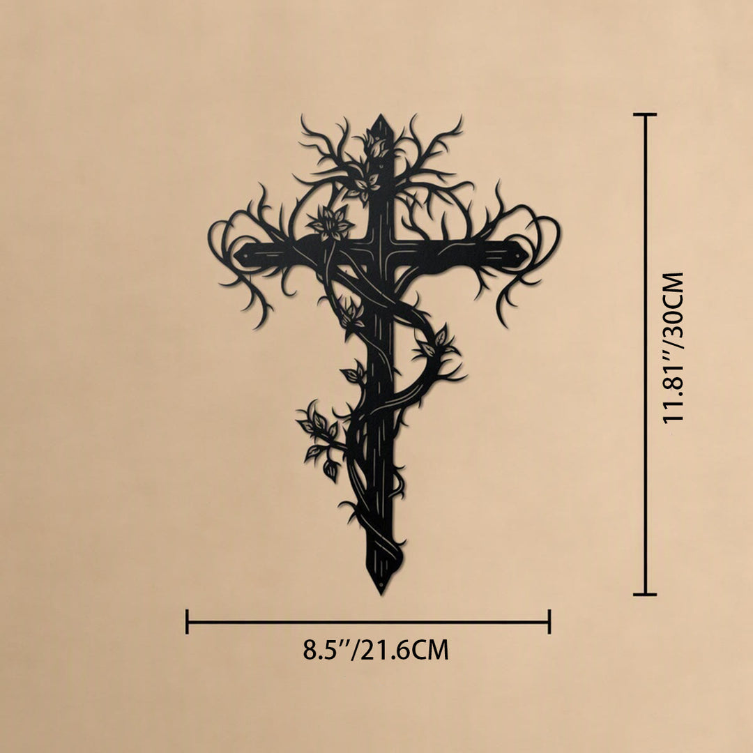 Christianartworkshop Vine Wrapped Tree Cross Metal Wall Sign: Emblem of Life and Redemption - image 12