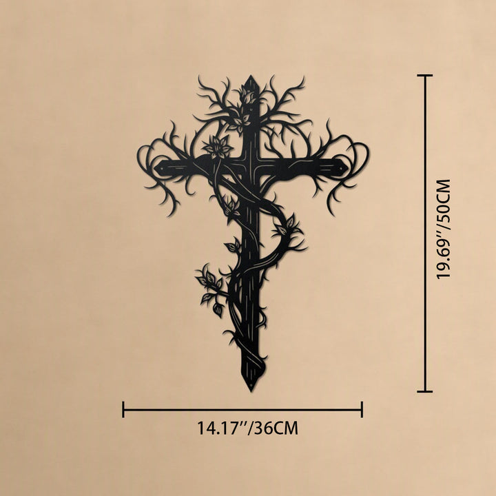 Christianartworkshop Vine Wrapped Tree Cross Metal Wall Sign: Emblem of Life and Redemption - image 14