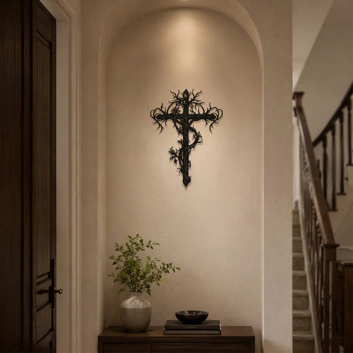 Christianartworkshop Vine Wrapped Tree Cross Metal Wall Sign: Emblem of Life and Redemption - image 2