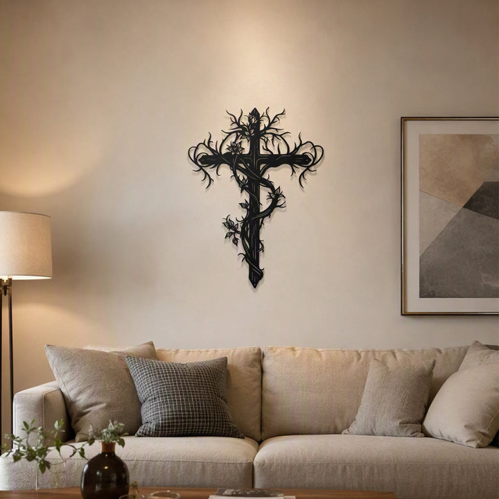 Christianartworkshop Vine Wrapped Tree Cross Metal Wall Sign: Emblem of Life and Redemption - image 5