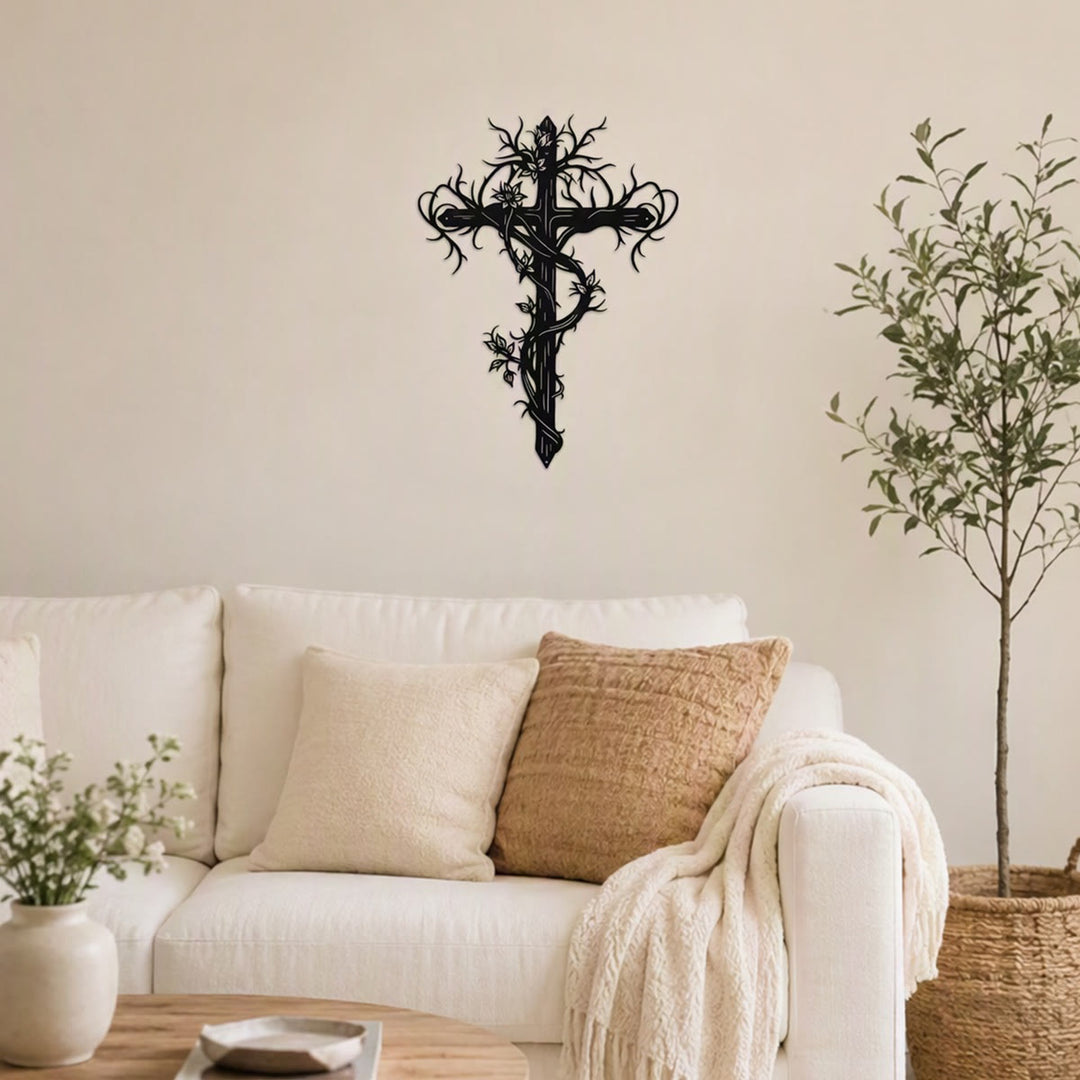 Christianartworkshop Vine Wrapped Tree Cross Metal Wall Sign: Emblem of Life and Redemption - image 7