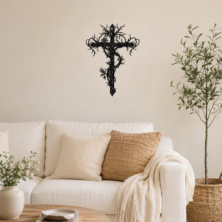 Christianartworkshop Vine Wrapped Tree Cross Metal Wall Sign: Emblem of Life and Redemption - image 7