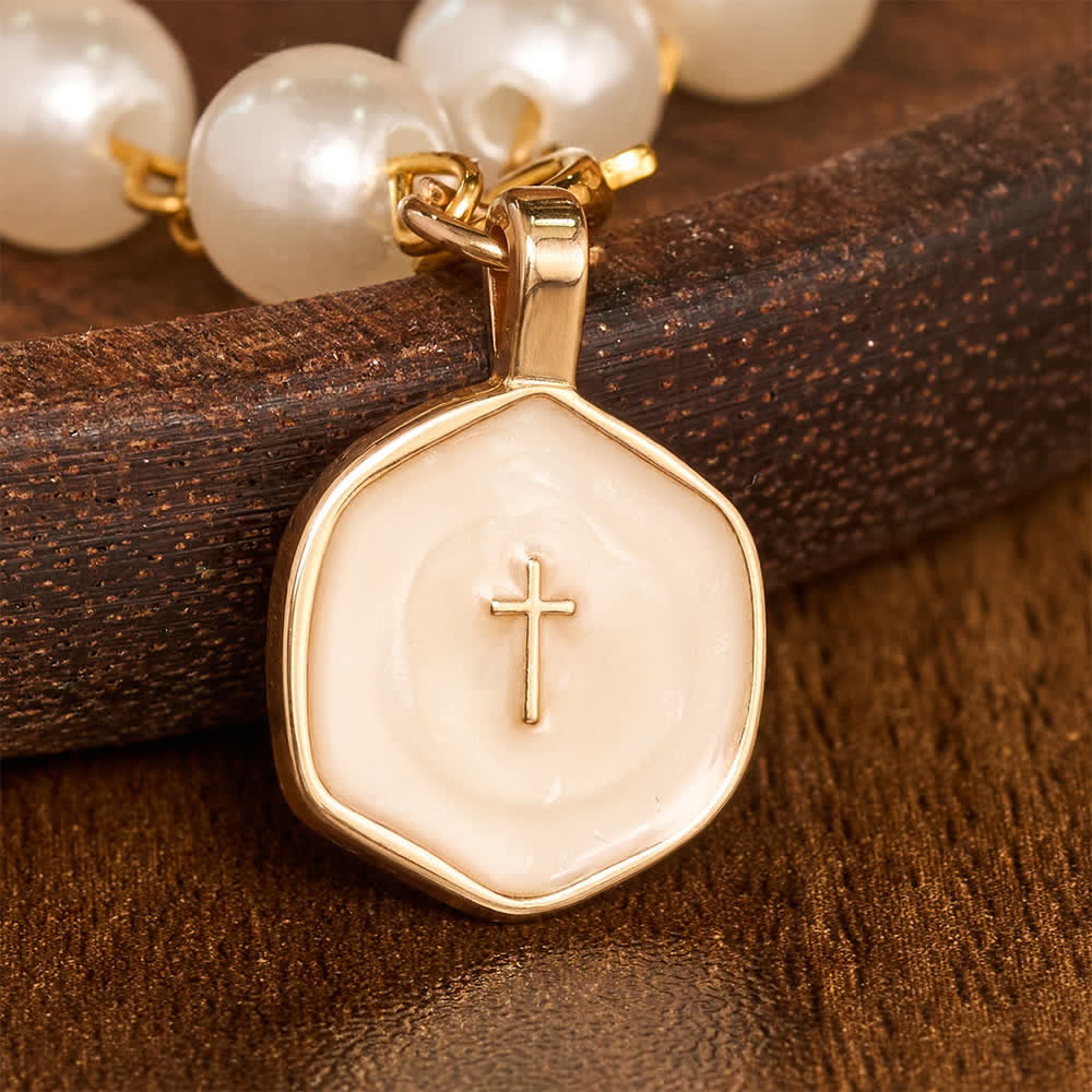 FREE Today: Pearl Strand Rearview Mirror Cross Car Pendant: Emblem of Heavenly Travel Protection - image 5