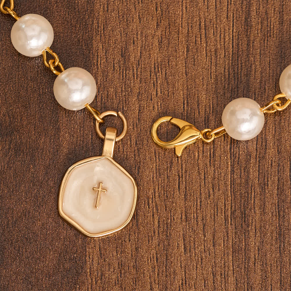 FREE Today: Pearl Strand Rearview Mirror Cross Car Pendant: Emblem of Heavenly Travel Protection - image 4