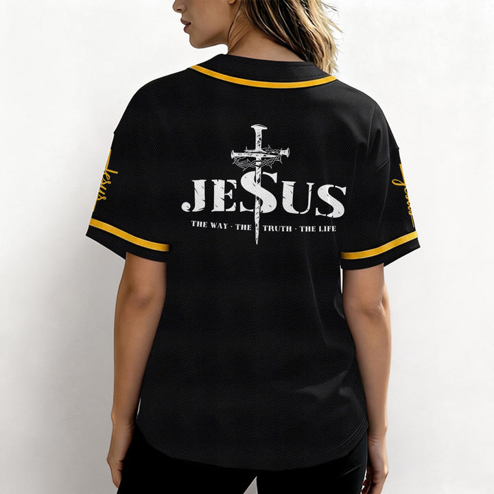 Christianartworkshop Jesus Cross Nail and Crown of Thorns Baseball Jersey - image 7