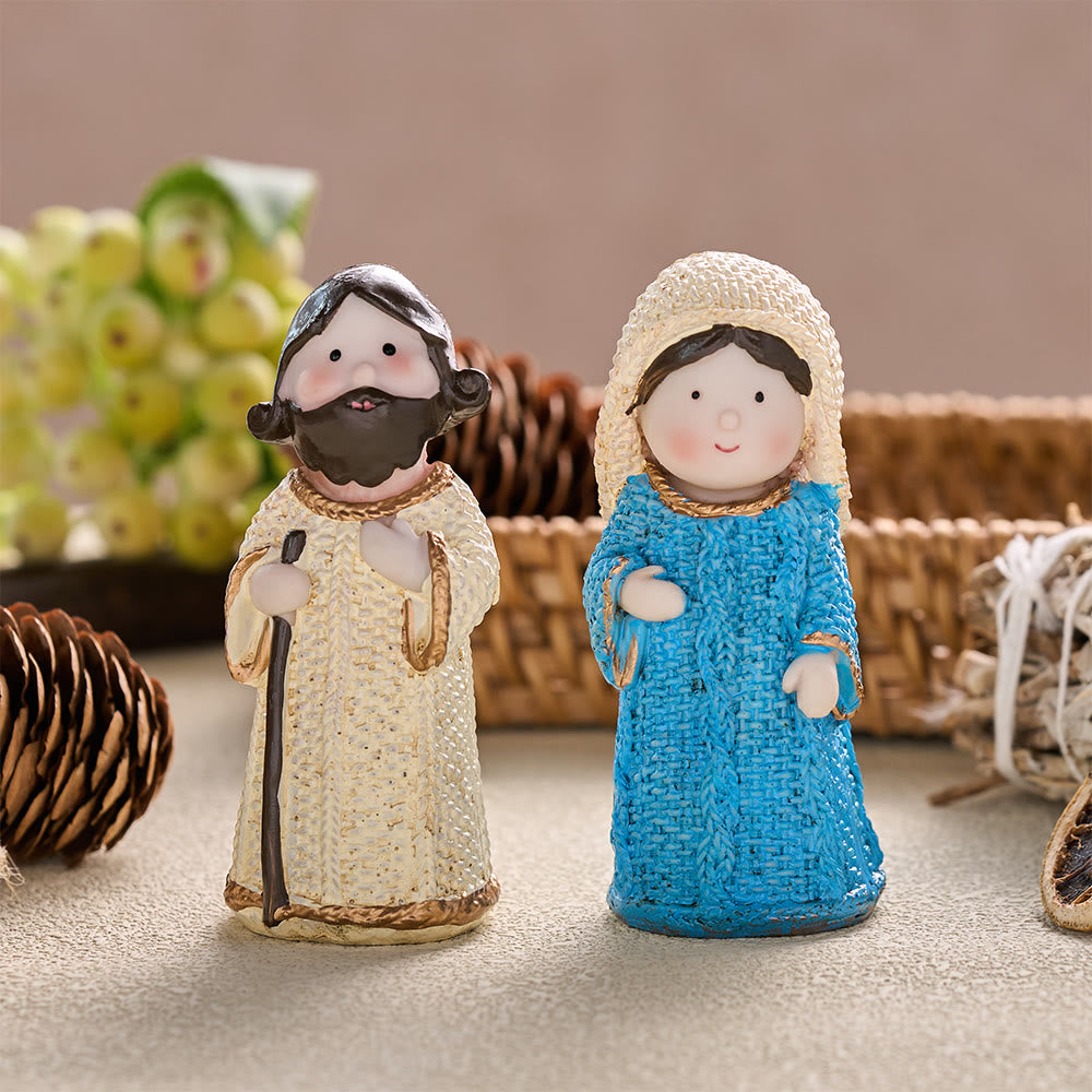 Christianartworkshop Mini Nativity Pair Character Ornaments: Symbol of Quiet Heavenly Harmony - Mary&St.Joseph - image 0