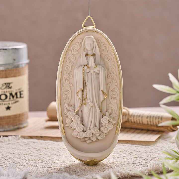 Christianartworkshop Rose Framed Praying Virgin Mary Wall Font: Token of Quiet Inner Peace - 5.51''*2.75''*1.37''/14cm*7cm*3.5cm - image 0