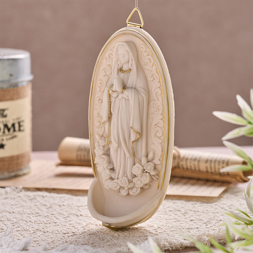 Christianartworkshop Rose Framed Praying Virgin Mary Wall Font: Token of Quiet Inner Peace - image 3
