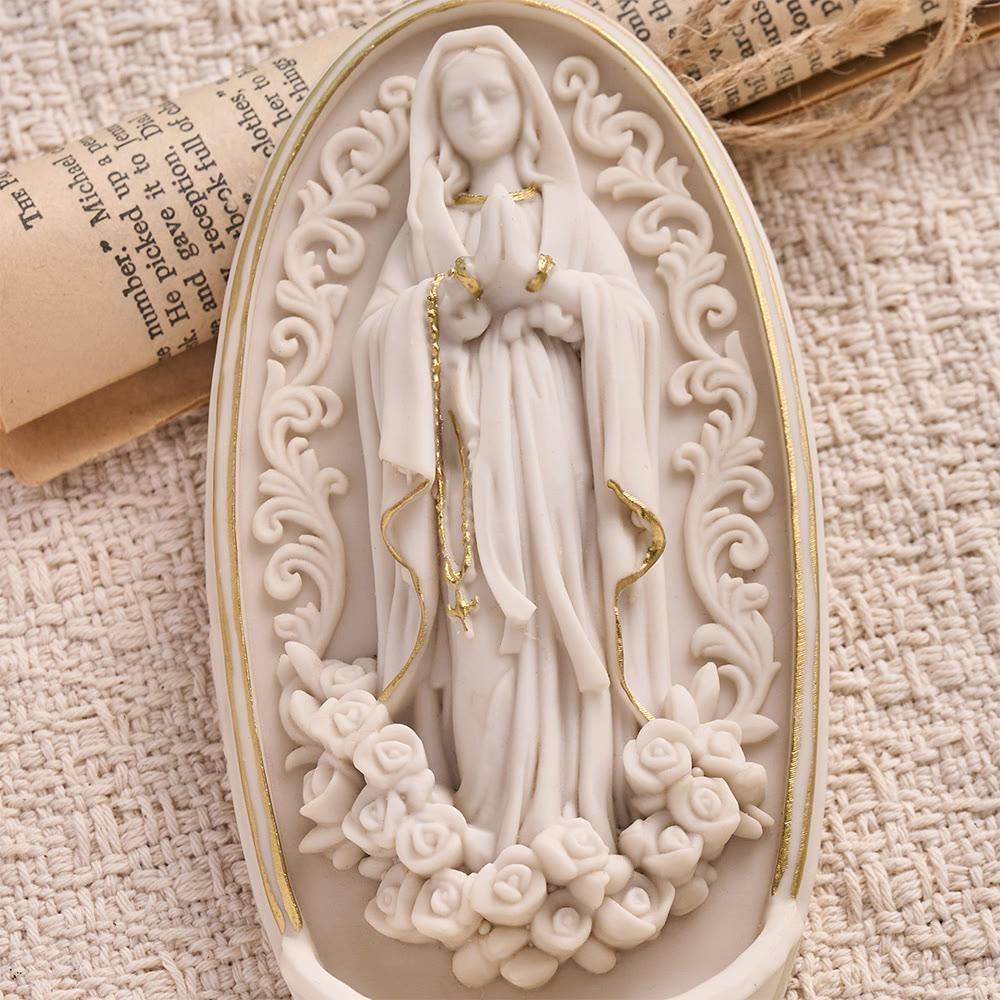 Christianartworkshop Rose Framed Praying Virgin Mary Wall Font: Token of Quiet Inner Peace - image 4