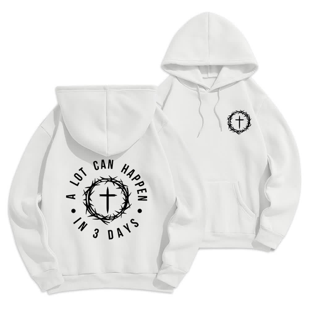 Christianartworkshop A Lot Can Happen In 3 Days Graphic Fleece Lined Polyester Hoodie - White - 2XL - image 0