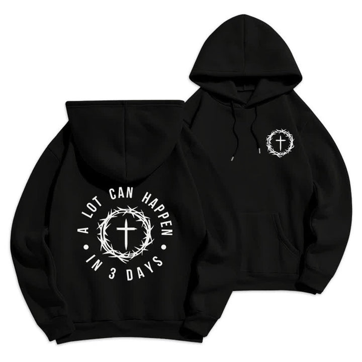 Christianartworkshop A Lot Can Happen In 3 Days Graphic Fleece Lined Polyester Hoodie - Black - 2XL - image 3