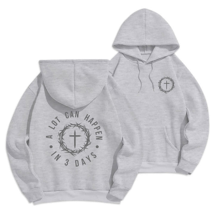 Christianartworkshop A Lot Can Happen In 3 Days Graphic Fleece Lined Polyester Hoodie - Grey - 2XL - image 9