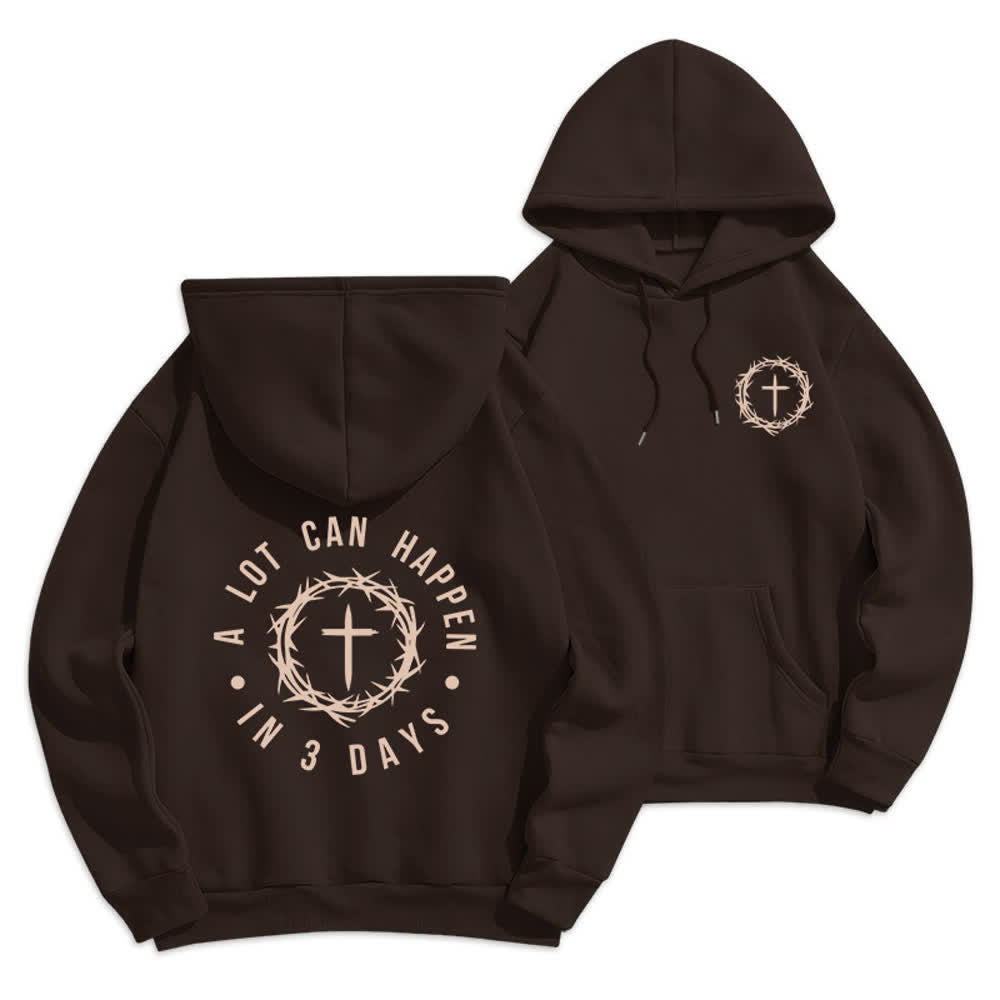 Christianartworkshop A Lot Can Happen In 3 Days Graphic Fleece Lined Polyester Hoodie - Brown - 2XL - image 12