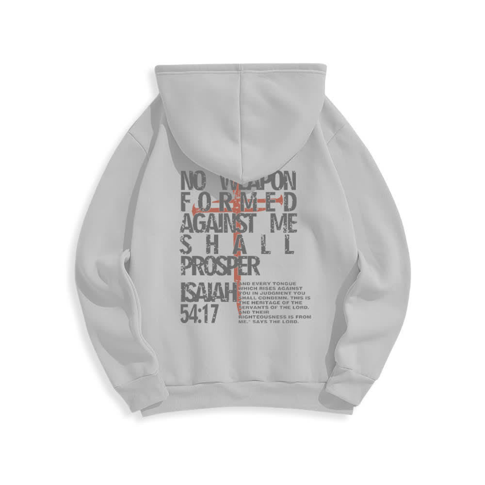 Christianartworkshop Isaiah 54:17 Distressed Back Print Pullover Fleece Lined Polyester Hoodie - image 7