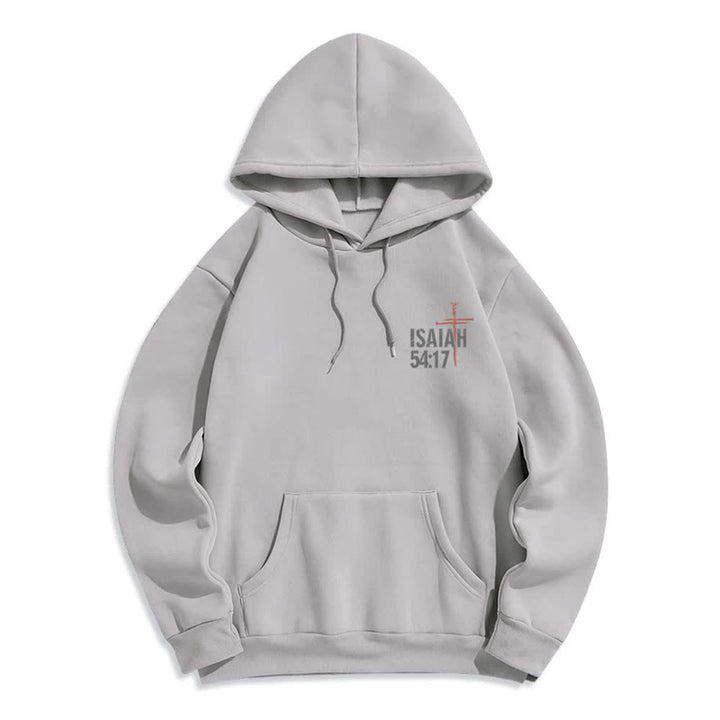 Christianartworkshop Isaiah 54:17 Distressed Back Print Pullover Fleece Lined Polyester Hoodie - image 8