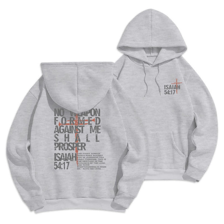 Christianartworkshop Isaiah 54:17 Distressed Back Print Pullover Fleece Lined Polyester Hoodie - Grey - 2XL - image 6