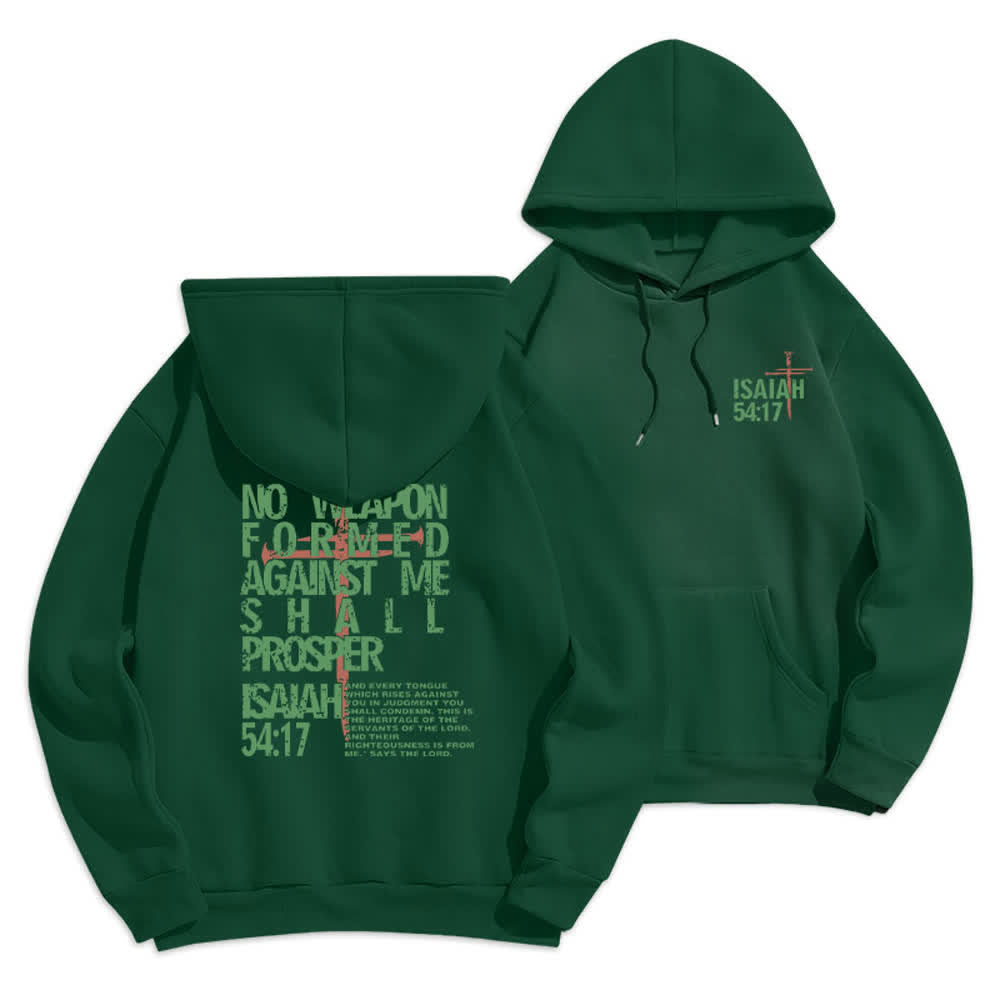 Christianartworkshop Isaiah 54:17 Distressed Back Print Pullover Fleece Lined Polyester Hoodie - Green - 2XL - image 12
