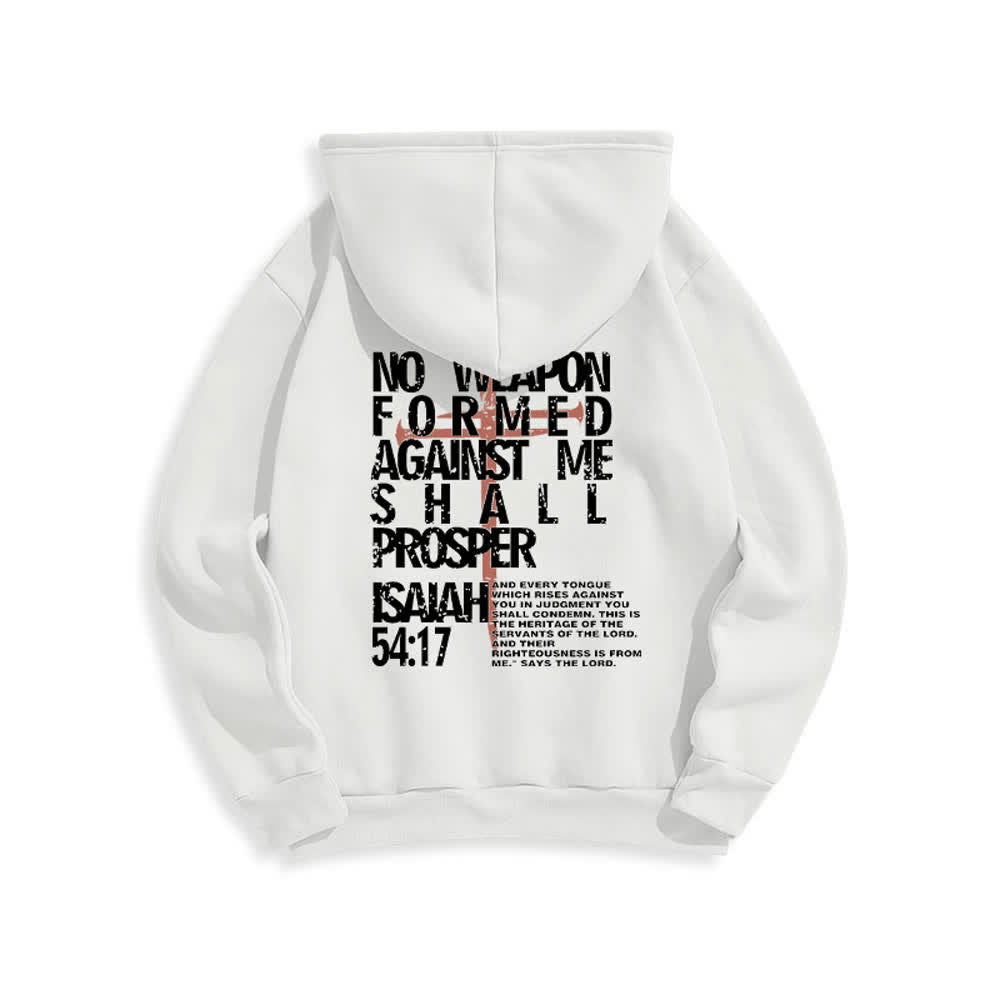 Christianartworkshop Isaiah 54:17 Distressed Back Print Pullover Fleece Lined Polyester Hoodie - image 4