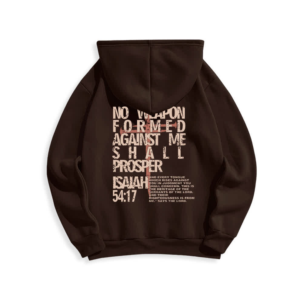 Christianartworkshop Isaiah 54:17 Distressed Back Print Pullover Fleece Lined Polyester Hoodie - image 1