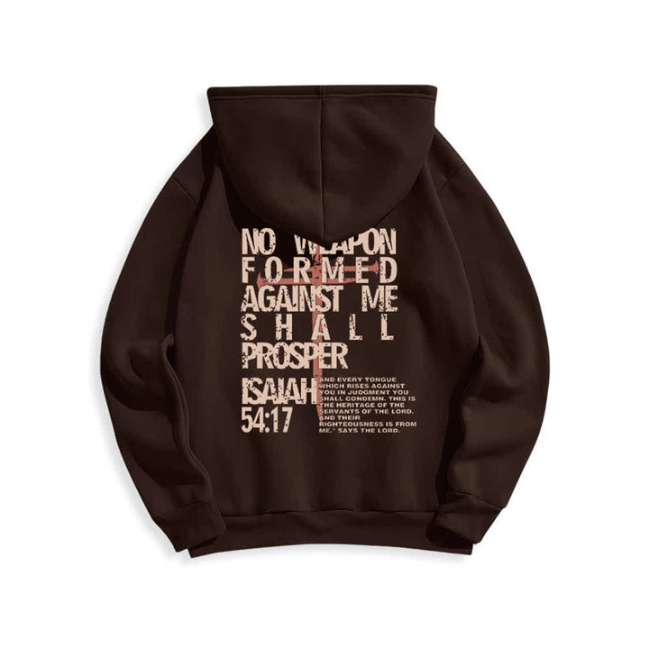 Christianartworkshop Isaiah 54:17 Distressed Back Print Pullover Fleece Lined Polyester Hoodie - image 1