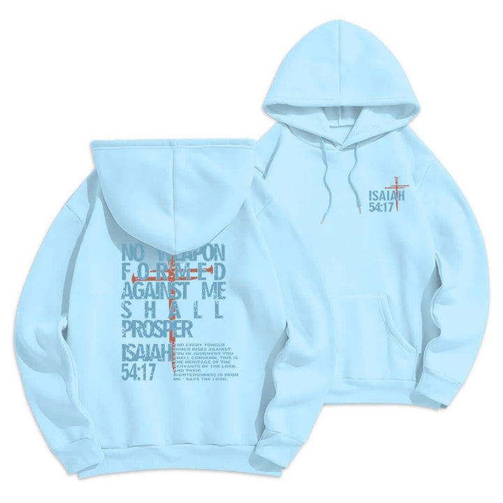 Christianartworkshop Isaiah 54:17 Distressed Back Print Pullover Fleece Lined Polyester Hoodie - Blue - 2XL - image 21