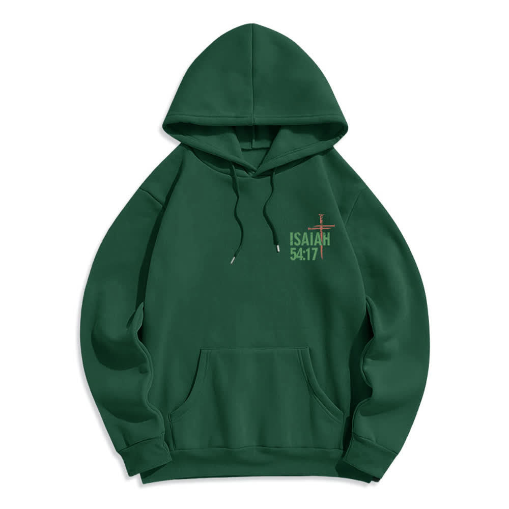 Christianartworkshop Isaiah 54:17 Distressed Back Print Pullover Fleece Lined Polyester Hoodie - image 14