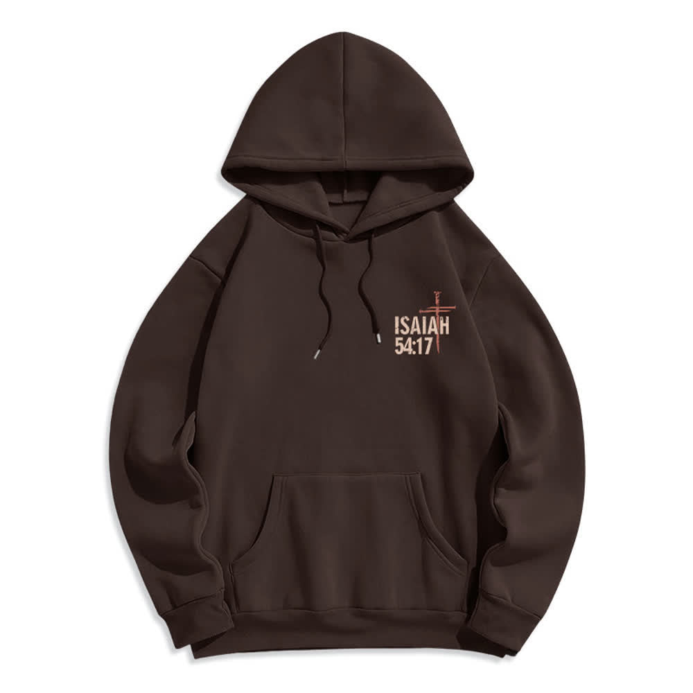 Christianartworkshop Isaiah 54:17 Distressed Back Print Pullover Fleece Lined Polyester Hoodie - image 2