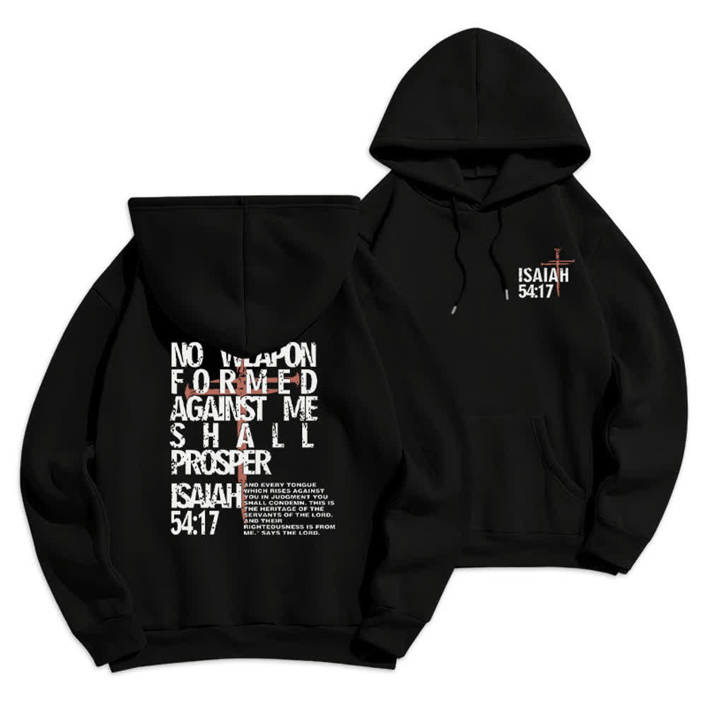 Christianartworkshop Isaiah 54:17 Distressed Back Print Pullover Fleece Lined Polyester Hoodie - Black - 2XL - image 9