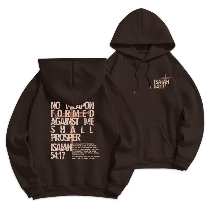 Christianartworkshop Isaiah 54:17 Distressed Back Print Pullover Fleece Lined Polyester Hoodie - Brown - 2XL - image 0
