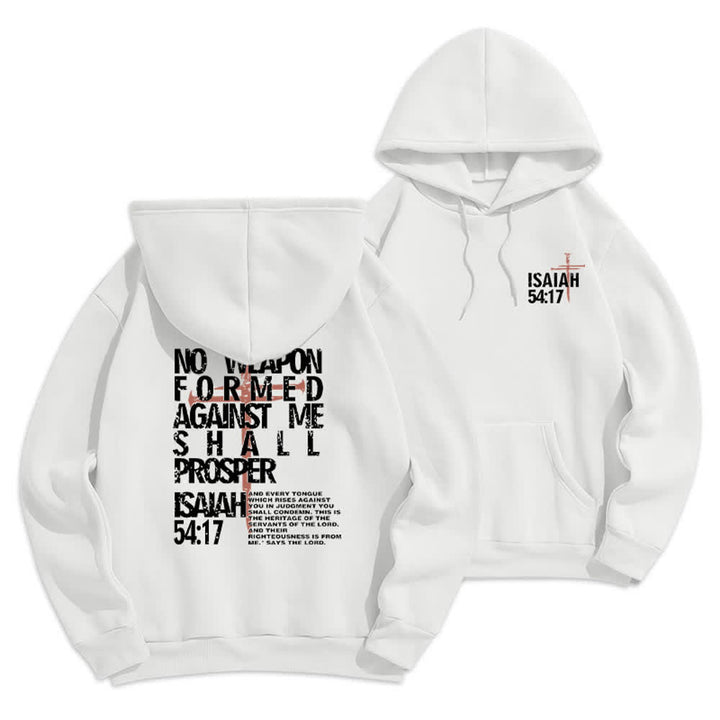 Christianartworkshop Isaiah 54:17 Distressed Back Print Pullover Fleece Lined Polyester Hoodie - White - 2XL - image 3