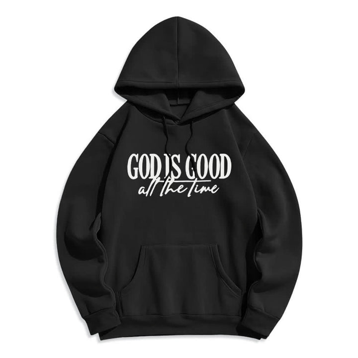 Christianartworkshop God Is Good All The Time Cozy Pullover Fleece Lined Polyester Hoodie - Black - 2XL - image 2
