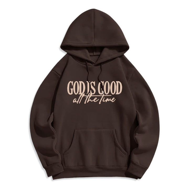 Christianartworkshop God Is Good All The Time Cozy Pullover Fleece Lined Polyester Hoodie - Brown - 2XL - image 5