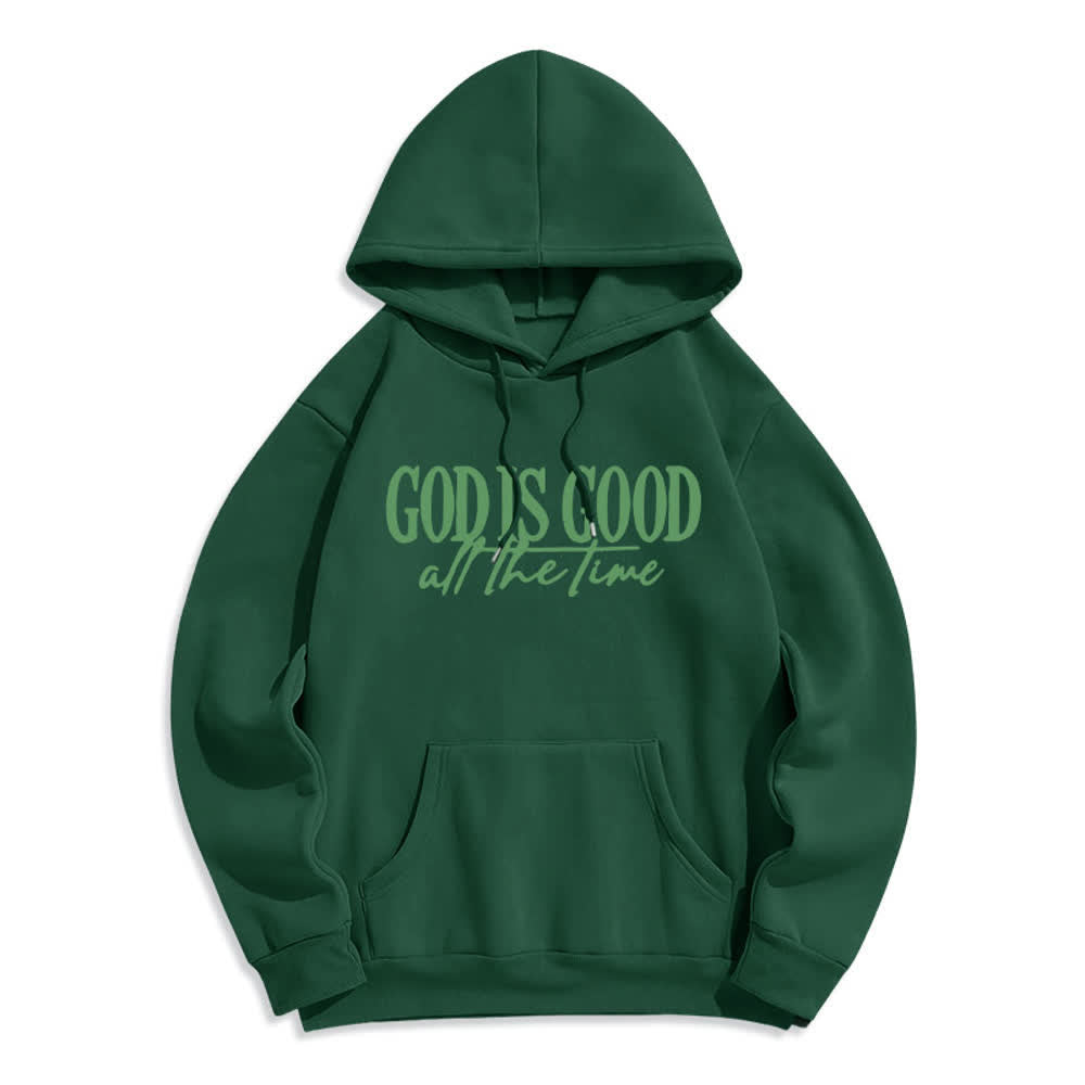 Christianartworkshop God Is Good All The Time Cozy Pullover Fleece Lined Polyester Hoodie - Green - 2XL - image 6