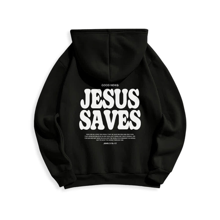 Christianartworkshop Jesus Saves White Pullover Streetwear Fleece Lined Polyester Hoodie - image 4