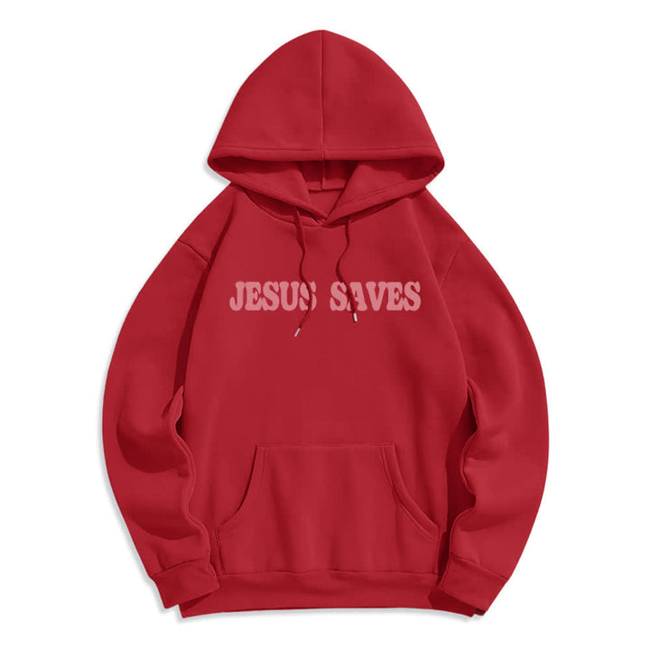 Christianartworkshop Jesus Saves White Pullover Streetwear Fleece Lined Polyester Hoodie - image 8