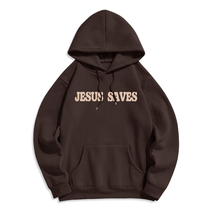 Christianartworkshop Jesus Saves White Pullover Streetwear Fleece Lined Polyester Hoodie - image 11
