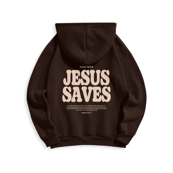Christianartworkshop Jesus Saves White Pullover Streetwear Fleece Lined Polyester Hoodie - image 10