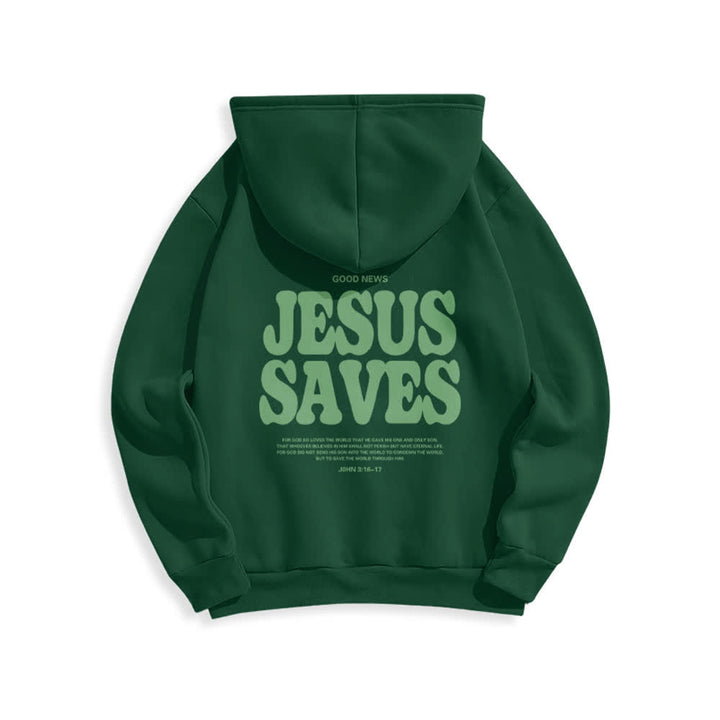Christianartworkshop Jesus Saves White Pullover Streetwear Fleece Lined Polyester Hoodie - image 19