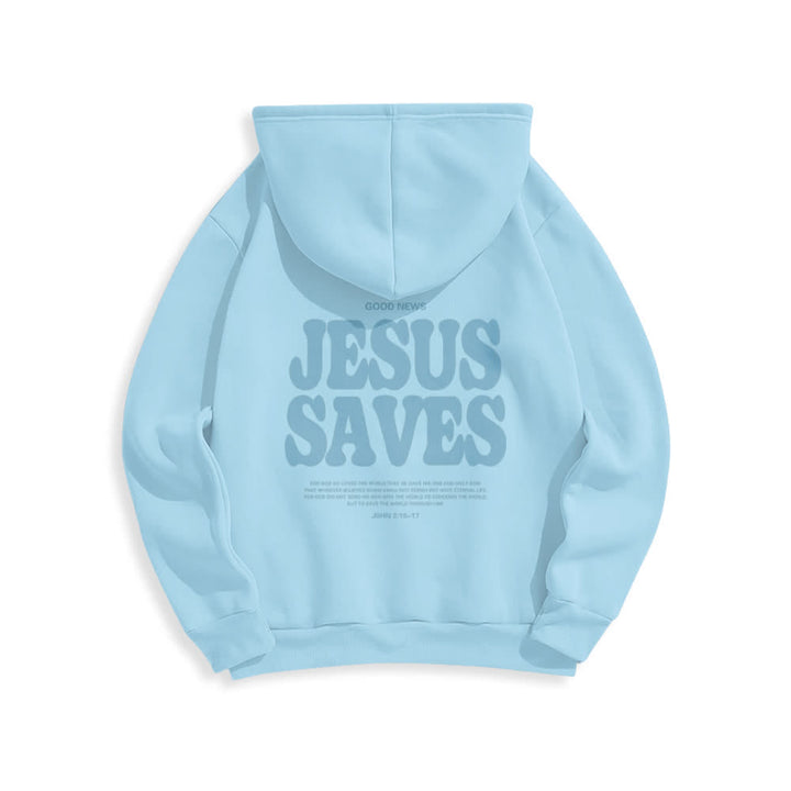 Christianartworkshop Jesus Saves White Pullover Streetwear Fleece Lined Polyester Hoodie - image 22