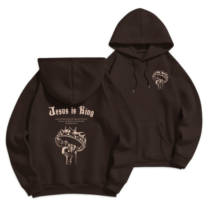 Christianartworkshop Jesus Is King Gothic Graphic Pullover Fleece Lined Polyester Hoodie - Brown - 2XL - image 12