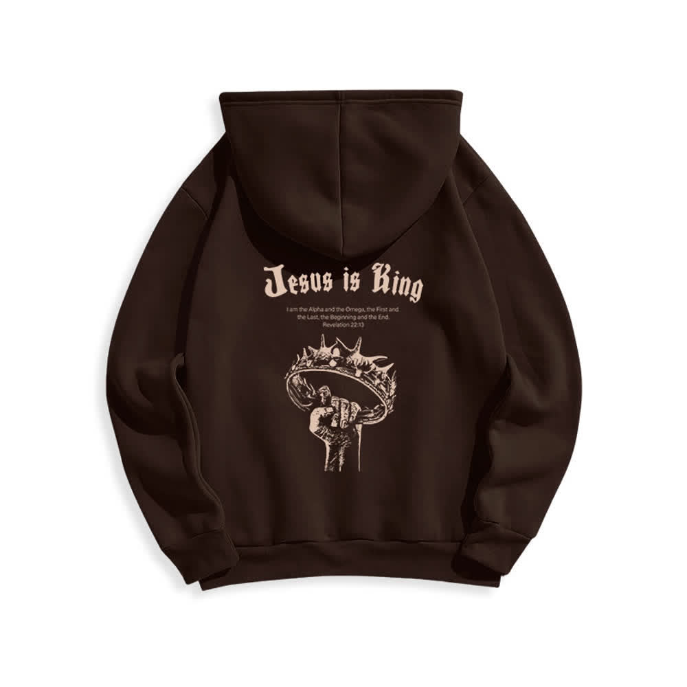 Christianartworkshop Jesus Is King Gothic Graphic Pullover Fleece Lined Polyester Hoodie - image 13