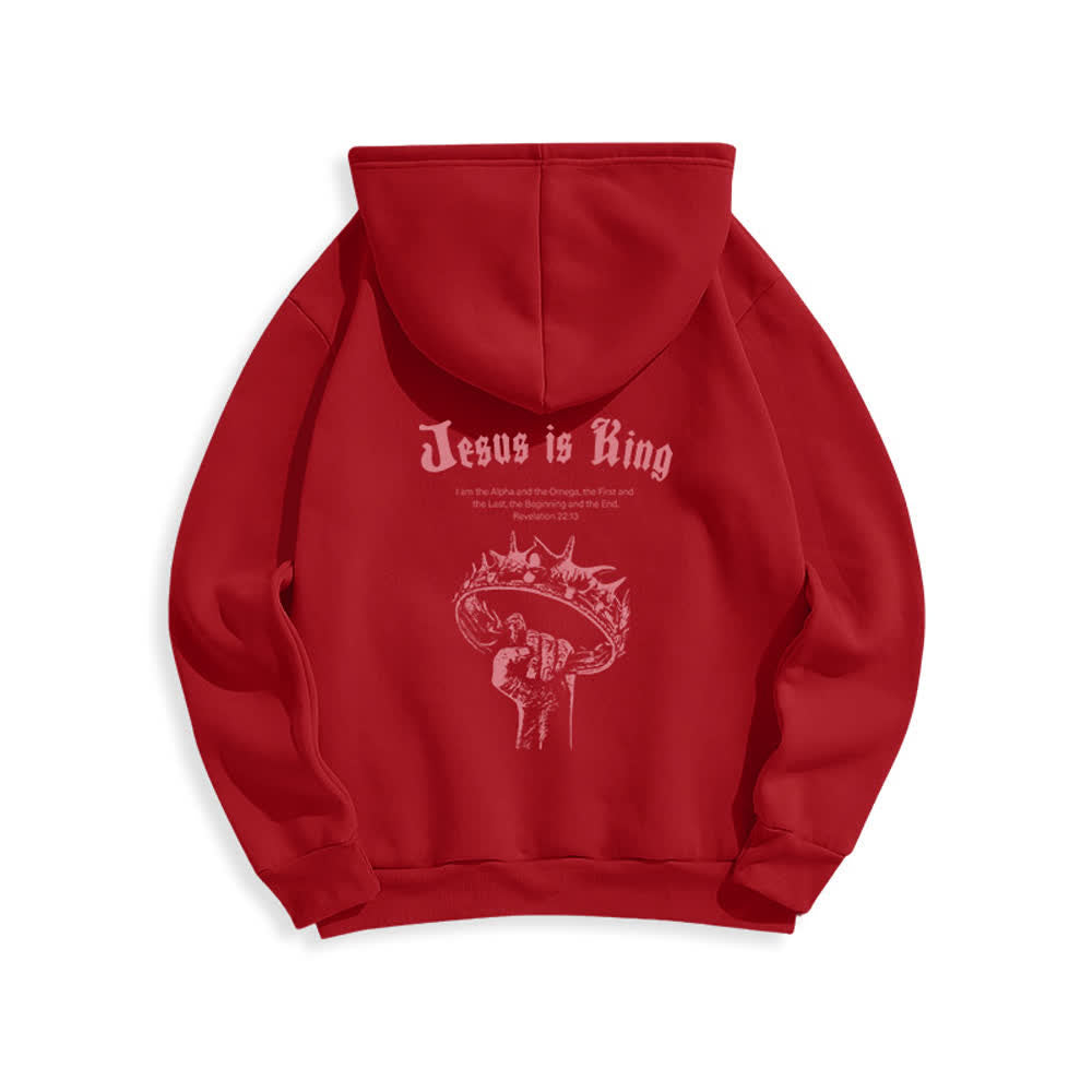 Christianartworkshop Jesus Is King Gothic Graphic Pullover Fleece Lined Polyester Hoodie - image 16
