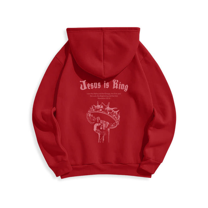 Christianartworkshop Jesus Is King Gothic Graphic Pullover Fleece Lined Polyester Hoodie - image 16